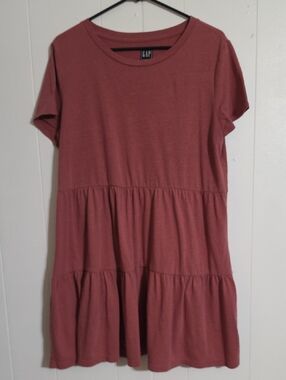 GAP Short Sleeve Tiered Dress - Mauve Rose